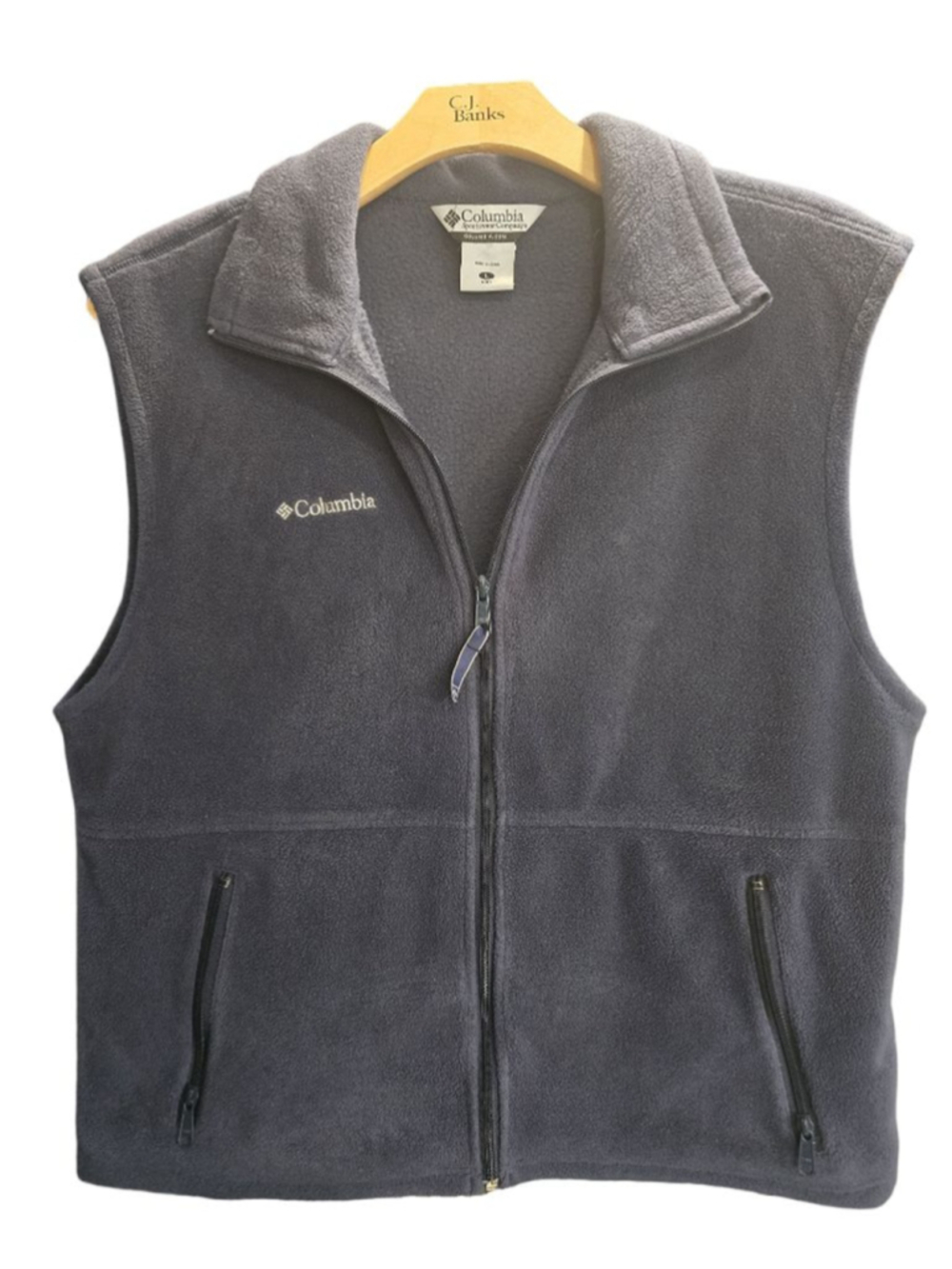 Men's Columbia L Gray Full Zip Fleece Vest